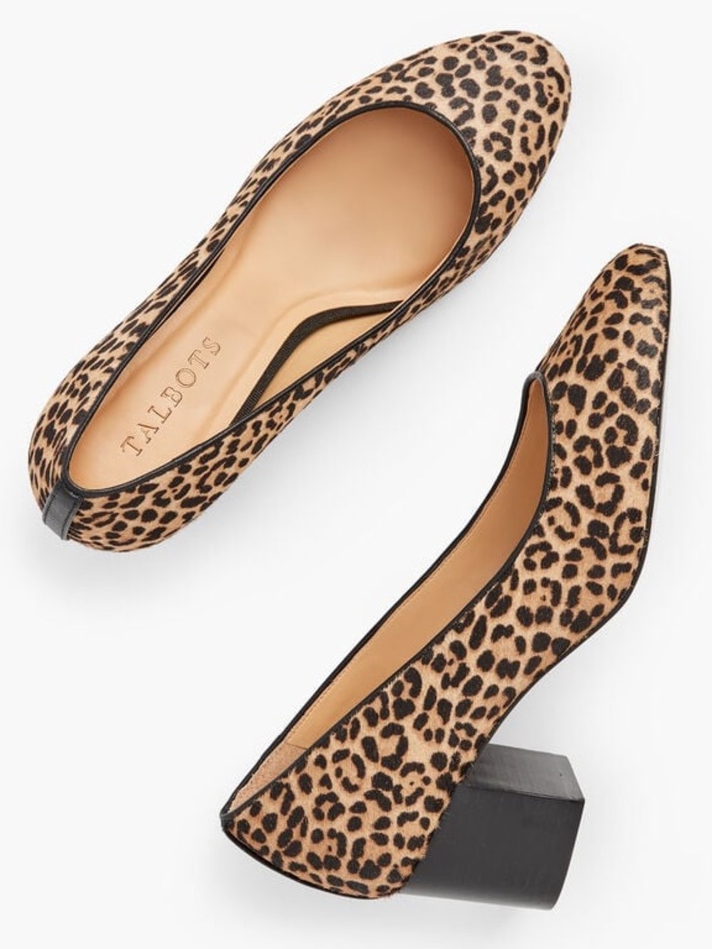Talbots Isa Leopard Calf Hair Block Heel Pumps Leather Animal Print Size 7